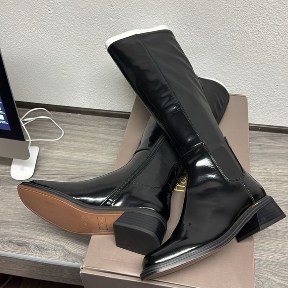 Franco Sarto Giselle Knee High Boot In Black Patent Leather / Black Leather - Picture 7 of 14